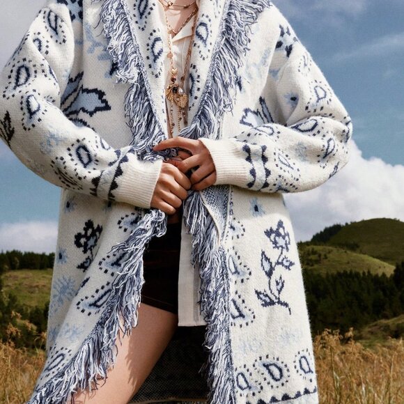 Multicolor Casual Women's Bohemian Cardigan - Picture 6 of 9